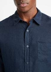 Linen Long-Sleeve Shirt in Long Sleeve - COASTAL BLUE | VINCE Men