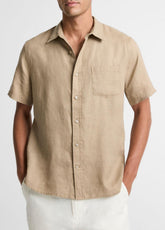 Linen Short-Sleeve Shirt in Long Sleeve - TEAK | VINCE Men