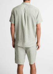 Linen Short-Sleeve Shirt in Long Sleeve - MATCHA | VINCE Men