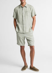 Linen Short-Sleeve Shirt in Long Sleeve - MATCHA | VINCE Men