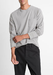 Sueded Jersey Long-Sleeve Pocket T-Shirt in Long Sleeve - HEATHER MOUSE | VINCE Men