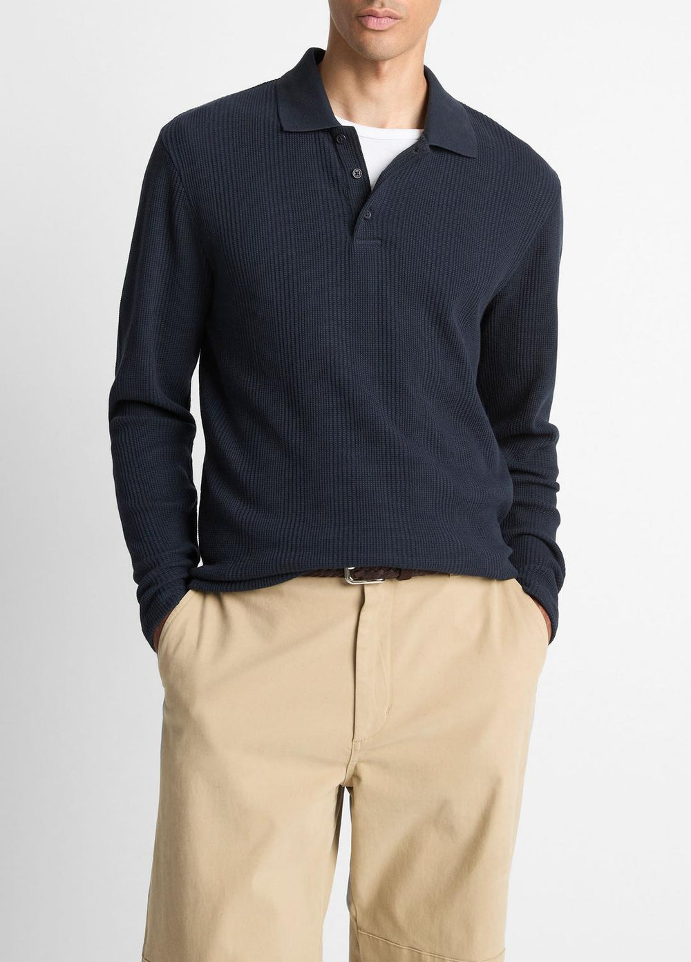 Variegated Cotton Polo Shirt in Henleys & Polos - COASTAL BLUE | VINCE Men