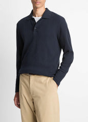Variegated Cotton Polo Shirt in Henleys & Polos - COASTAL BLUE | VINCE Men