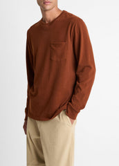 Sueded Jersey Long-Sleeve Pocket T-Shirt in Long Sleeve - COPPERHEAD | VINCE Men
