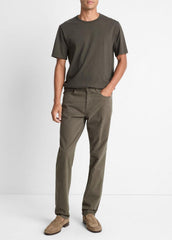 Garment Dye Cotton T-Shirt in Short Sleeve - WASHED DARK LEAF | VINCE Men