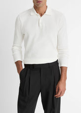 Variegated Cotton Polo Shirt in Henleys & Polos - OFF WHITE | VINCE Men