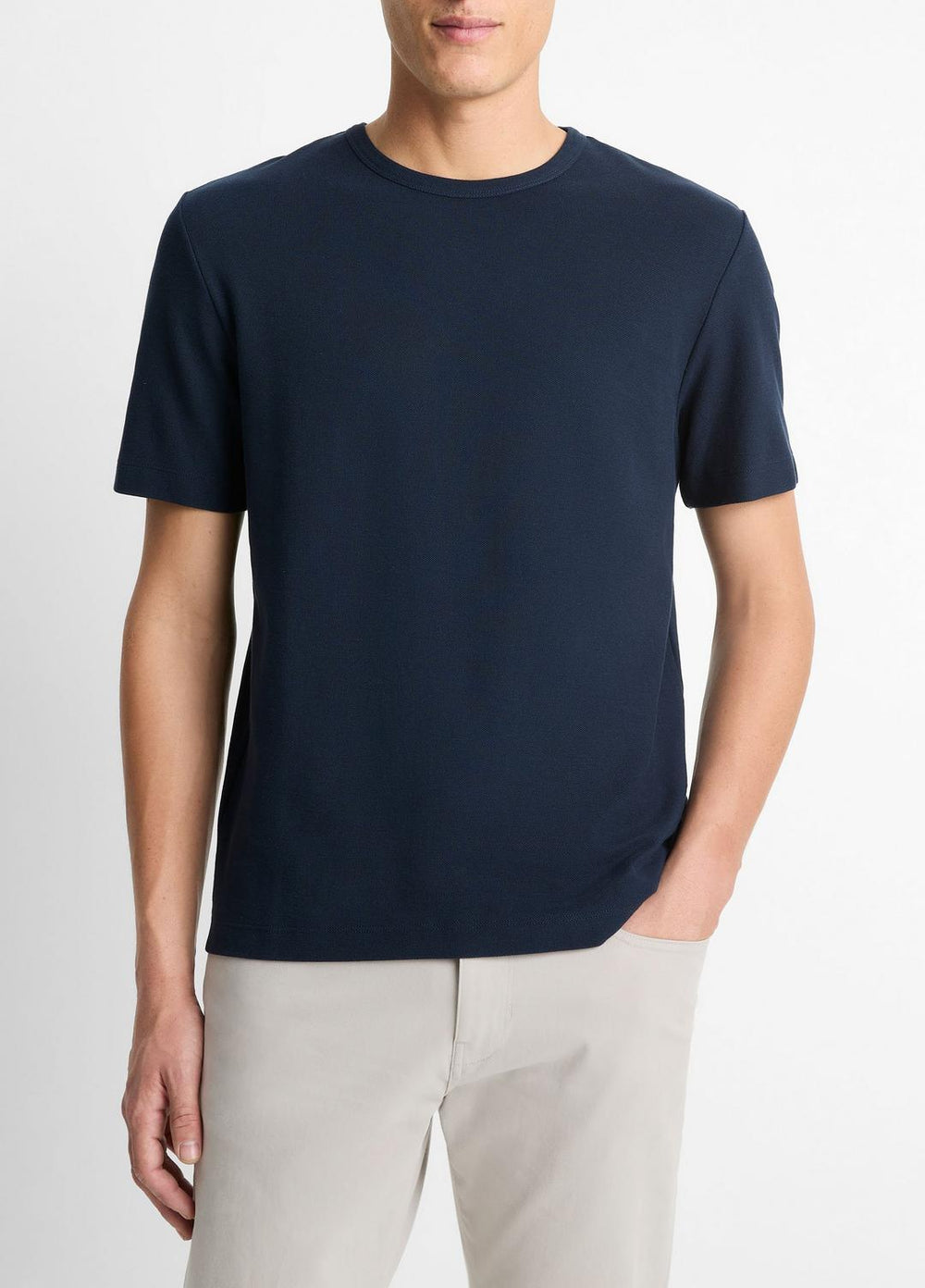 Pima Cotton Piqué Crew Neck T-Shirt in Short Sleeve - COASTAL BLUE | VINCE Men