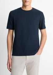 Pima Cotton Piqué Crew Neck T-Shirt in Short Sleeve - COASTAL BLUE | VINCE Men
