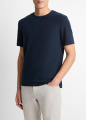 Pima Cotton Piqué Crew Neck T-Shirt in Short Sleeve - COASTAL BLUE | VINCE Men