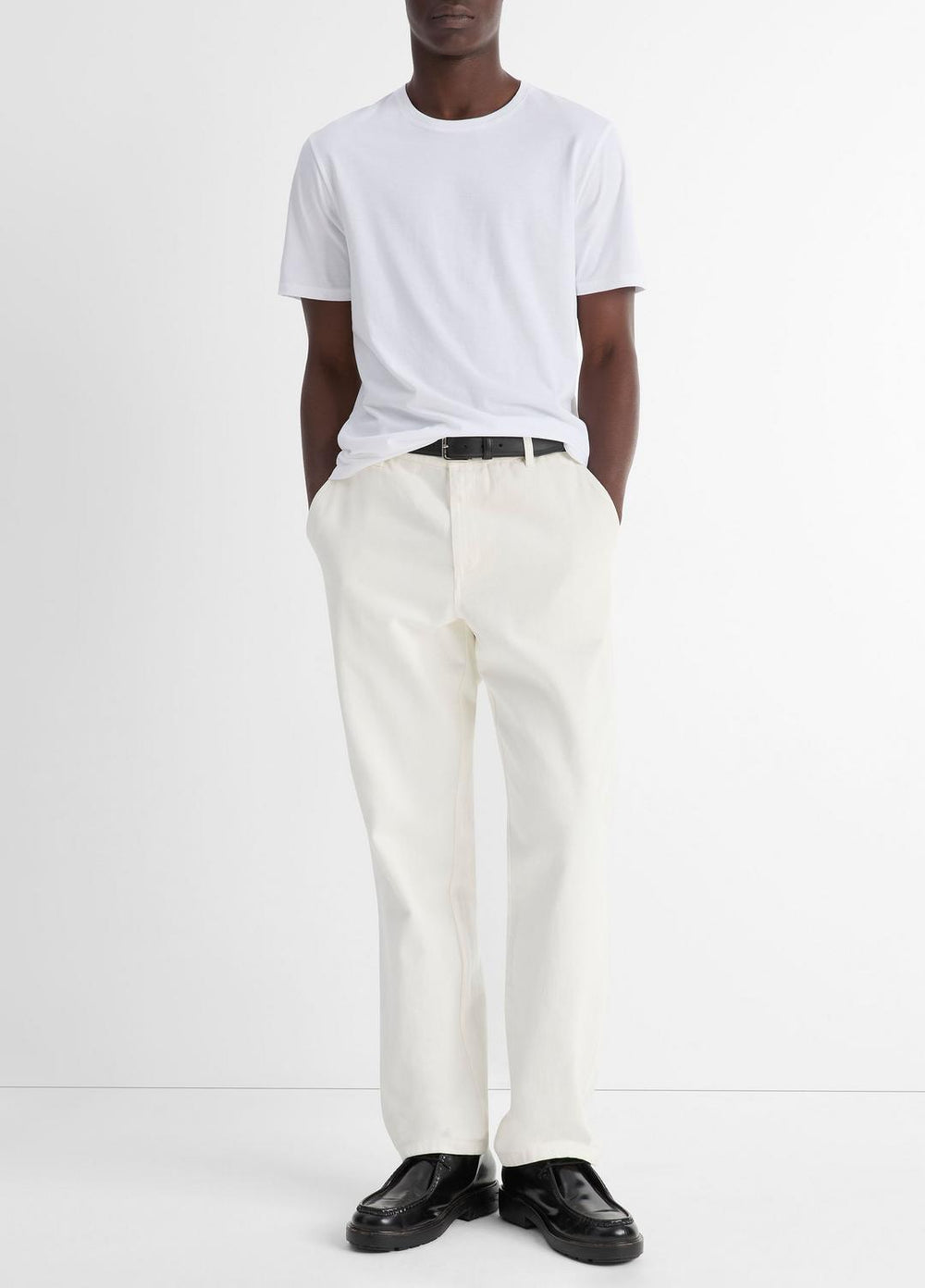Pima Cotton Crew Neck T-Shirt in Short Sleeve - OPTIC WHITE | VINCE Men