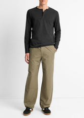 Garment Dye Cotton Long-Sleeve Henley in Henleys & Polos - TRUE BLACK | VINCE Men