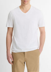 Pima Cotton V-Neck T-Shirt in Short Sleeve - OPTIC WHITE | VINCE Men