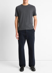Pima Cotton Piqué Crew Neck T-Shirt in Short Sleeve - SOFT BLACK | VINCE Men