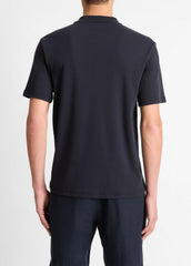 Cotton-Blend Johnny-Collar Polo Shirt in Short Sleeve - COASTAL BLUE | VINCE Men