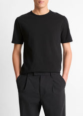 Garment Dye Cotton T-Shirt in Short Sleeve - TRUE BLACK | VINCE Men