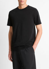 Garment Dye Cotton T-Shirt in Short Sleeve - TRUE BLACK | VINCE Men