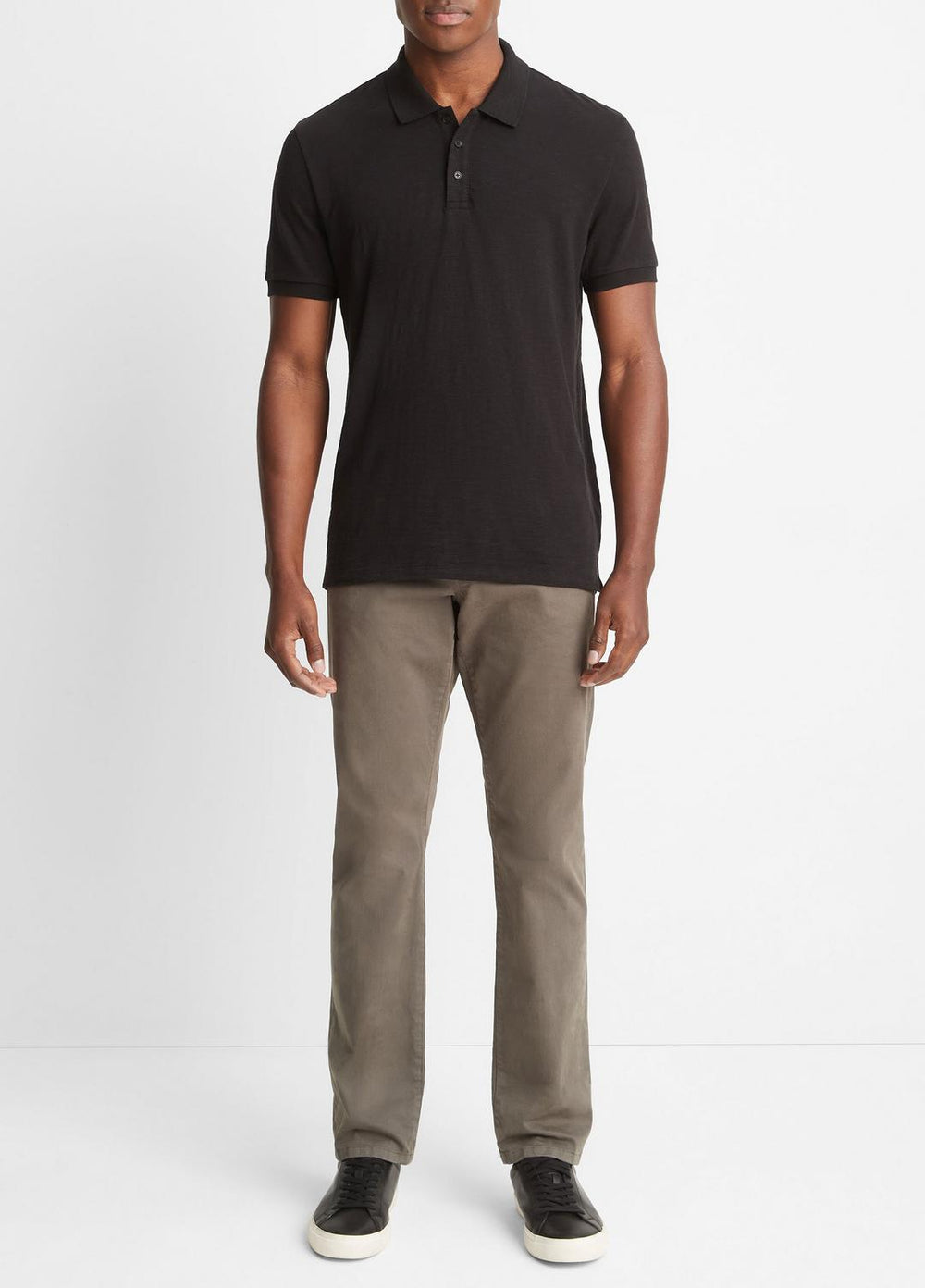 Classic Slub Polo Shirt in Henleys & Polos - BLACK | VINCE Men
