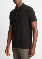 Classic Slub Polo Shirt in Henleys & Polos - BLACK | VINCE Men