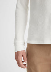 Pima Cotton-Blend Thermal Long-Sleeve Pullover in Long Sleeve - OFF WHITE | VINCE Men