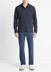 Milano Pima Cotton-Blend Johnny-Collar Shirt in Long Sleeve - COASTAL BLUE | VINCE Men