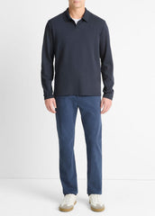 Milano Pima Cotton-Blend Johnny-Collar Shirt in Long Sleeve - COASTAL BLUE | VINCE Men