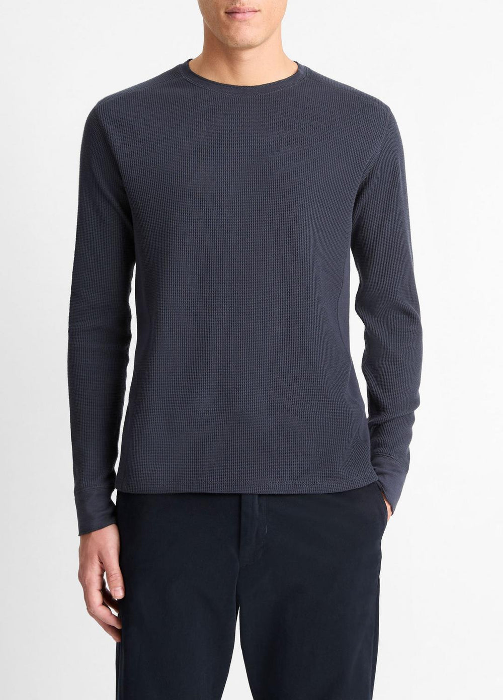 Pima Cotton-Blend Thermal Long-Sleeve Pullover in Long Sleeve - COASTAL BLUE | VINCE Men