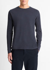 Pima Cotton-Blend Thermal Long-Sleeve Pullover in Long Sleeve - COASTAL BLUE | VINCE Men