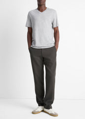 Pima Cotton V-Neck T-Shirt in Short Sleeve - HEATHER STEEL | VINCE Men