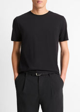 Pima Cotton Crew Neck T-Shirt in Short Sleeve - BLACK | VINCE Men