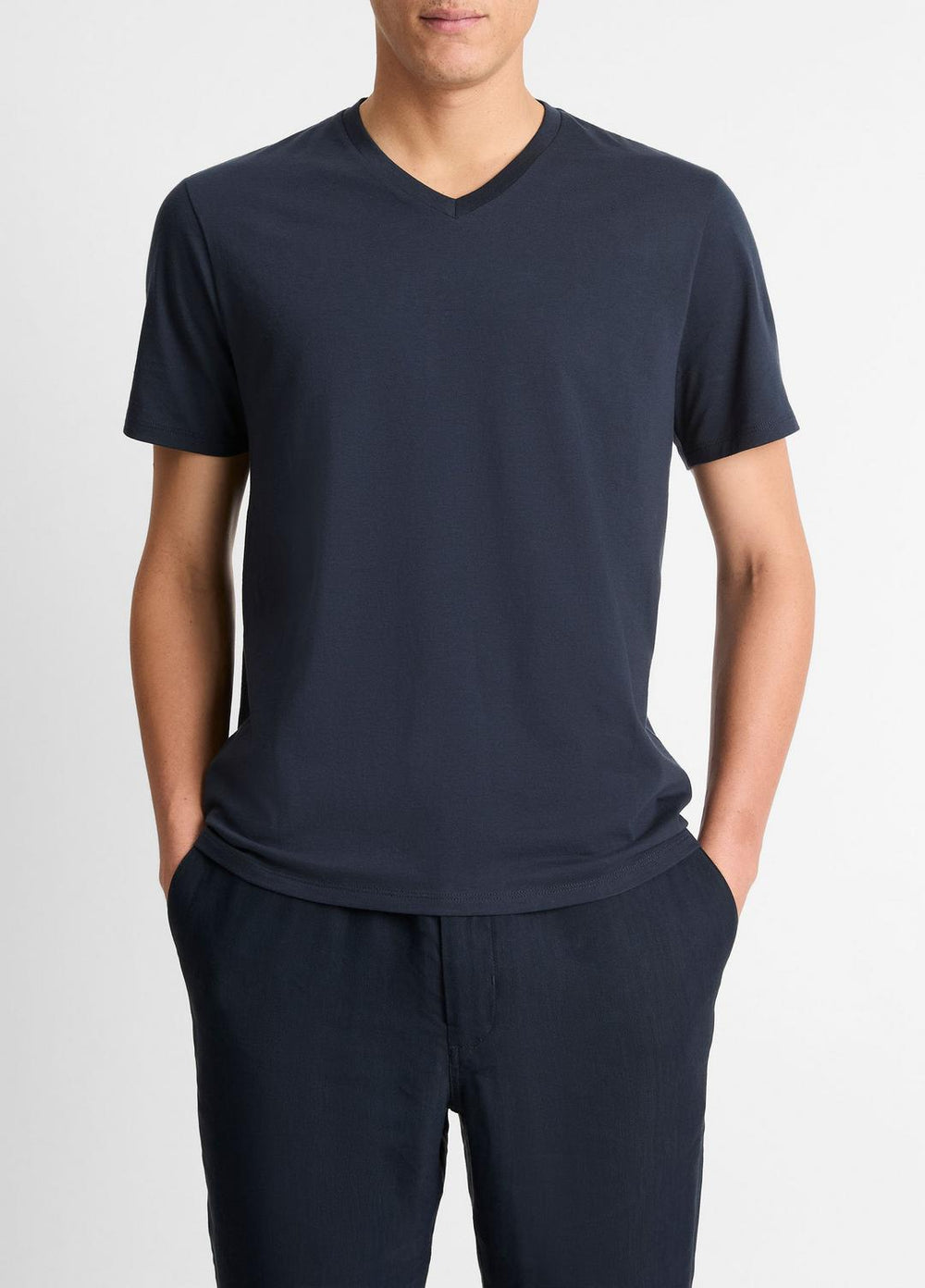 Pima Cotton V-Neck T-Shirt in Short Sleeve - COASTAL BLUE | VINCE Men