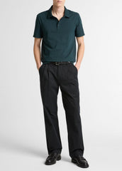 Garment Dye Cotton Polo Shirt in Short Sleeve - WASHED SEAWEED | VINCE Men