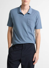 Garment Dye Cotton Polo Shirt in Short Sleeve - WASHED RAINWATER | VINCE Men