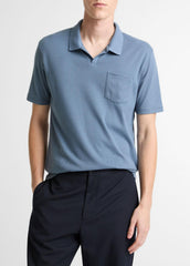 Garment Dye Cotton Polo Shirt in Short Sleeve - WASHED RAINWATER | VINCE Men