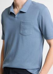 Garment Dye Cotton Polo Shirt in Short Sleeve - WASHED RAINWATER | VINCE Men