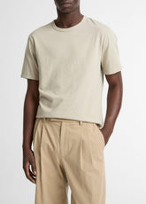 Garment Dye Cotton T-Shirt in Short Sleeve - WASHED PARCHMENT | VINCE Men