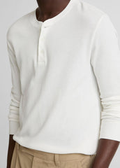 Jacquard-Rib Cotton Henley in Long Sleeve - OFF WHITE | VINCE Men