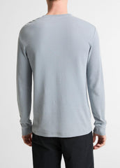 Jacquard-Rib Cotton Henley in Long Sleeve - STEEL BLUE | VINCE Men