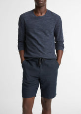Double-Knit Cotton-Blend Long-Sleeve Shirt in Long Sleeve - HEATHER COASTAL BLUE | VINCE Men