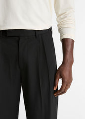 Wool Double-Pleat Suiting Trouser in Trousers - BLACK | VINCE Men