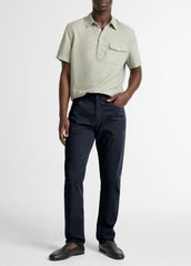 Dylan Slim 5-Pocket Cotton Sateen Pant in Trousers - COASTAL BLUE | VINCE Men