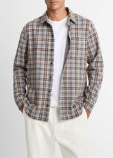 Plaid Cotton-Blend Shirt Jacket in Shirt Jackets - HEATHER FOG COMBO | VINCE Men