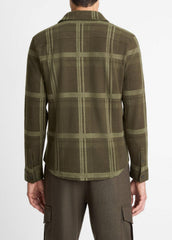 Plaid Cotton-Blend Shirt Jacket in Shirt Jackets - DARK LEAF COMBO | VINCE Men