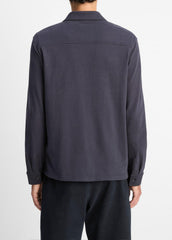 Heavy Sueded Cotton Shirt Jacket in Shirt Jackets - COASTAL BLUE | VINCE Men