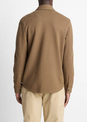 Double-Knit Cotton-Blend Piqué Shirt Jacket in Shirt Jackets - HIGHLANDS/MEDIUM HEATHER GREY | VINCE Men