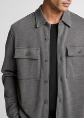 Double-Slub Cotton-Blend Shirt Jacket in Jackets - SLATE | VINCE Men