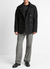Italian Wool-Blend Peacoat in Coats - BLACK | VINCE Men