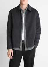 Splittable Wool-Blend Zip-Front Jacket in Jackets - HEATHER BLACK | VINCE Men