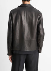 Leather Zip-Up Jacket in Leather Jackets - BLACK | VINCE Men