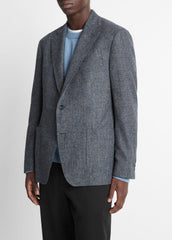 Plaid Alpaca-Blend Relaxed Sport Coat in Blazers - NAVY/BLUE | VINCE Men