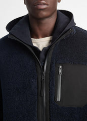 Sherpa Zip Jacket in Jackets - COASTAL BLUE | VINCE Men